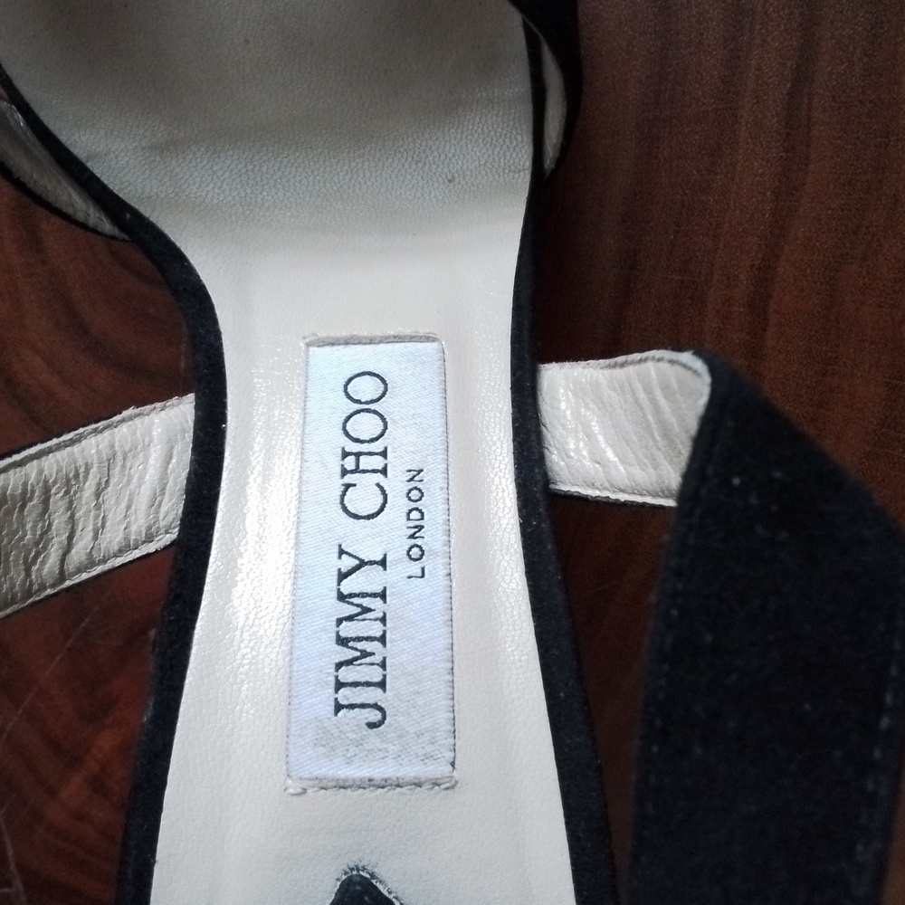 Jimmy Choo Louise Black Suede Strappy Heel Sz 8/38 - Picture 6 of 10